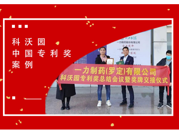 恭喜！一力制藥（羅定）有限公司榮獲第二十一屆中國專利獎